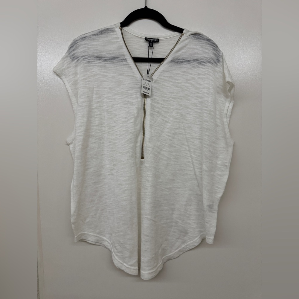 Express White V-Neck Blouse NWT